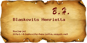 Blaskovits Henrietta névjegykártya